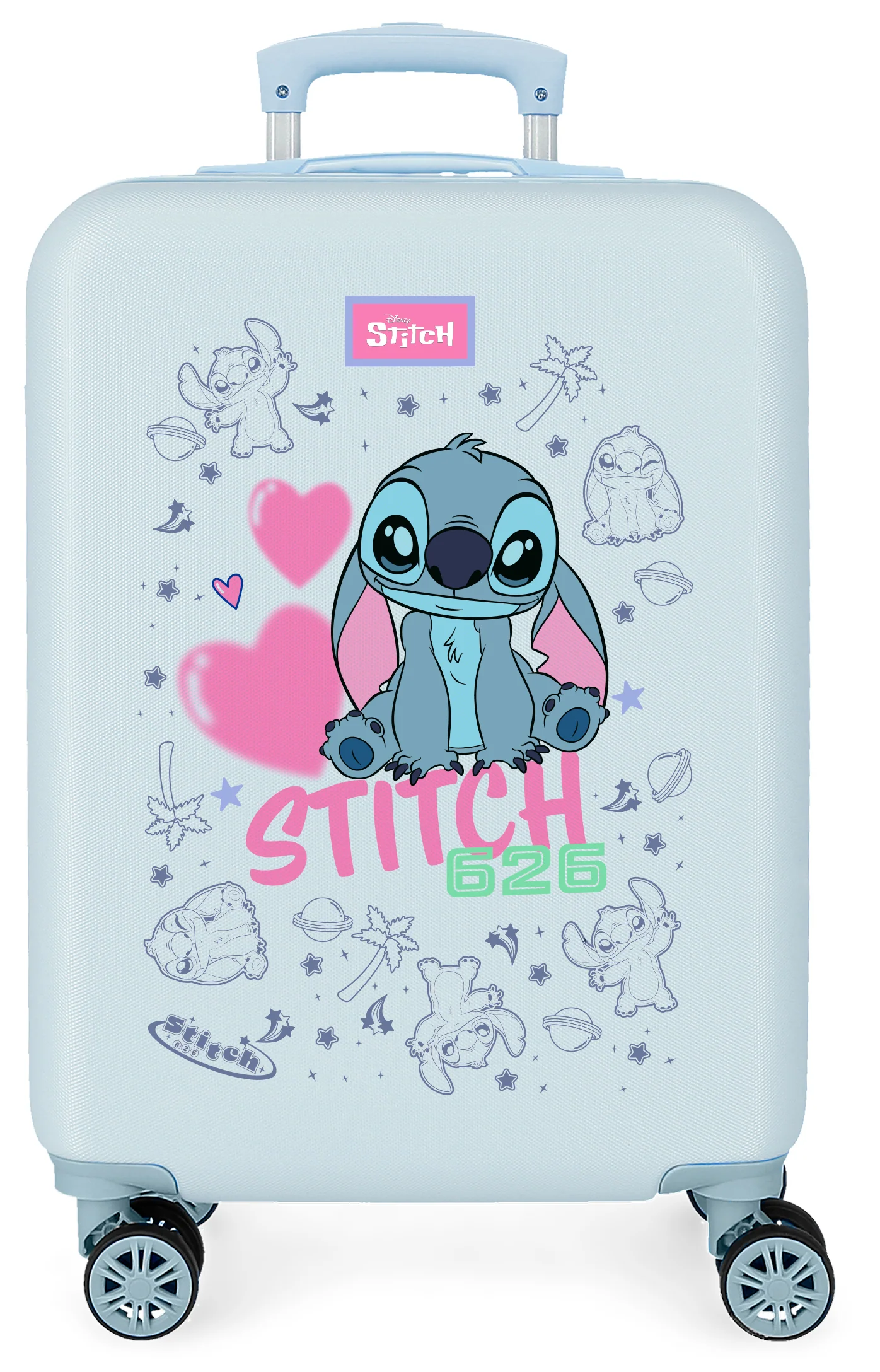 3291141 TROLLEY ABS 55CM. 4R. STITCH HEARTS AZUL CLARO