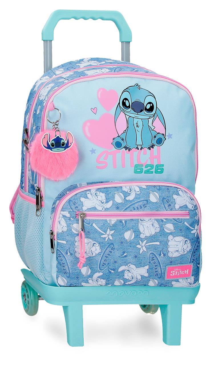 32924V1 MOCHILA ADAP. 44CM 2C. C/CARRO. STITCH HEARTS